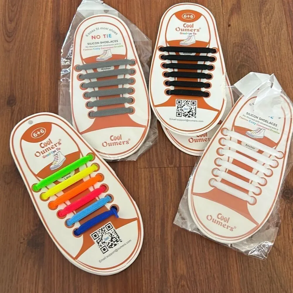 New Cool Oumers 4 pair silicone no tie shoelaces